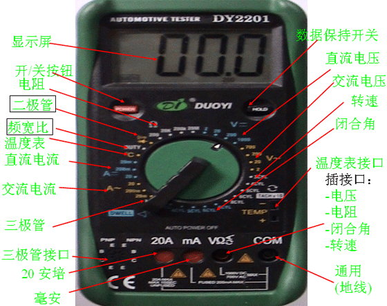 數(shù)字式萬用表電阻檢測